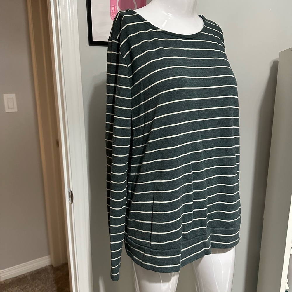 Staccato Dark Green Striped Long Sleeve Top